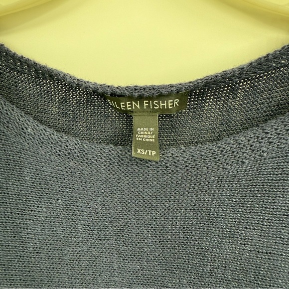 Eileen Fisher 100% Organic LINEN Blue Sleeveless Sweater Top womens size XS - Picture 6 of 9